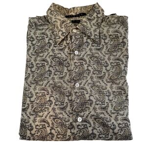 Theory Menswear Button Down Shirt Medium Paisley Print Short Sleeve